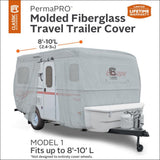 Classic Accessories Over Drive PermaPRO Molded Fiberglass Travel Trailer Cover, Fits up to 8 ft.-10 ft. long RVs - Super Arbor