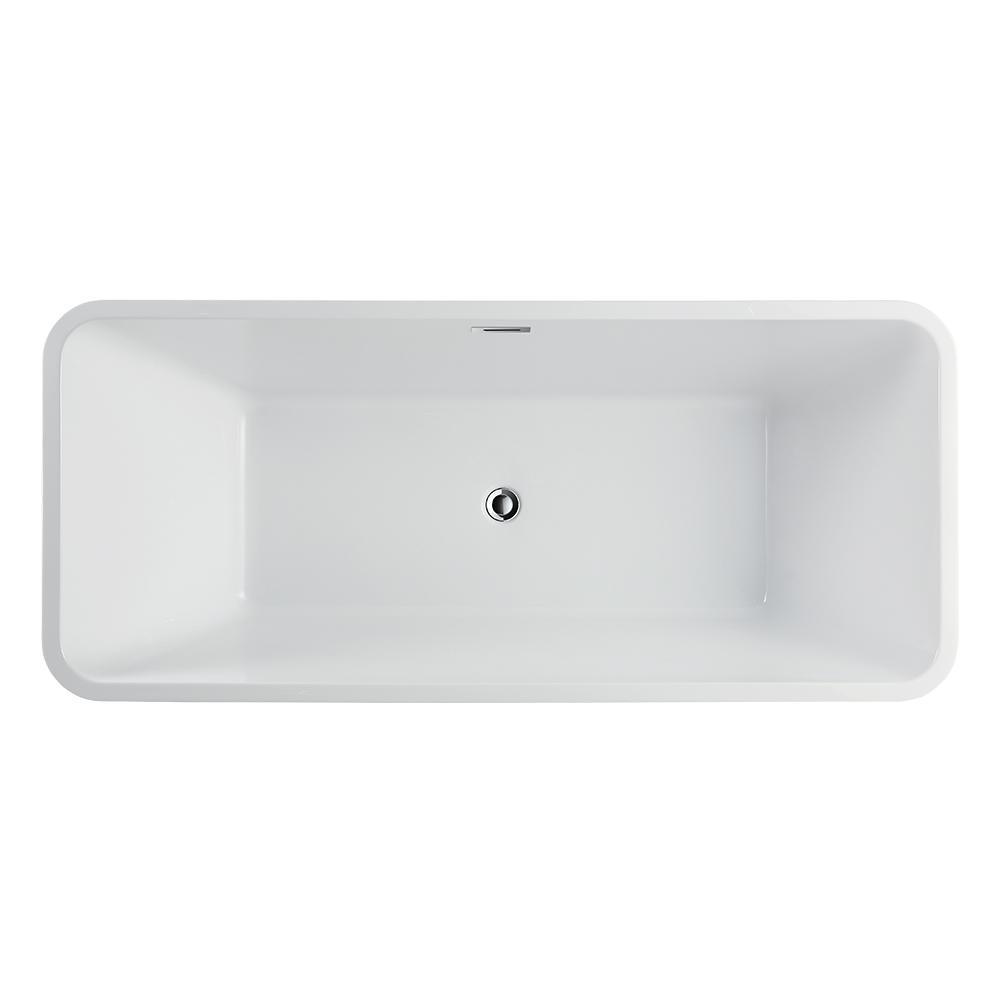 Nantes 67 in. Acrylic Flatbottom Freestanding Bathtub in White - Super Arbor