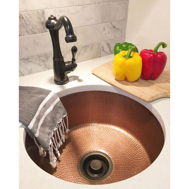 Ducreux Dual Mount Solid Copper 17 in. Single Bowl Prep or Bar Sink in Antique Copper