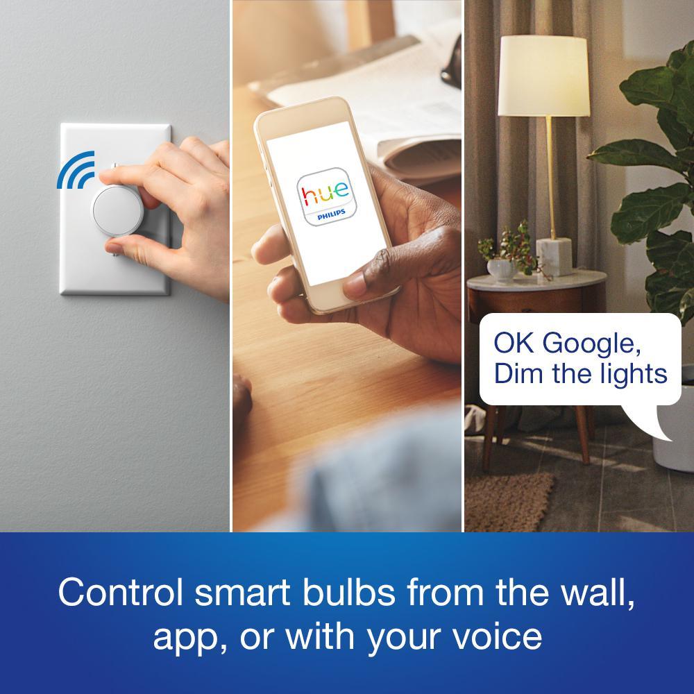 Aurora Smart Bulb Dimmer Switch for Philips Hue Smart Bulbs, White - Super Arbor