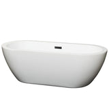 Soho 59.75 in. Acrylic Flatbottom Center Drain Soaking Tub in White - Super Arbor