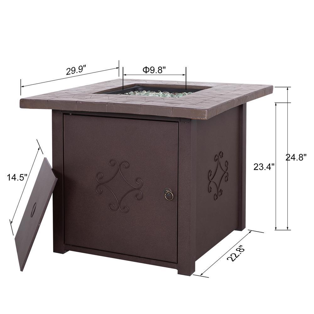 30 in. Square Outdoor Propane Gas Fire Pit Table 50000 BTU - Super Arbor