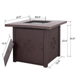 30 in. Square Outdoor Propane Gas Fire Pit Table 50000 BTU - Super Arbor