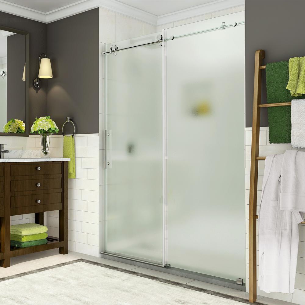 Coraline 56 in. to 60 in. x 76 in. Frameless Sliding Shower Door in Matte Black - Super Arbor