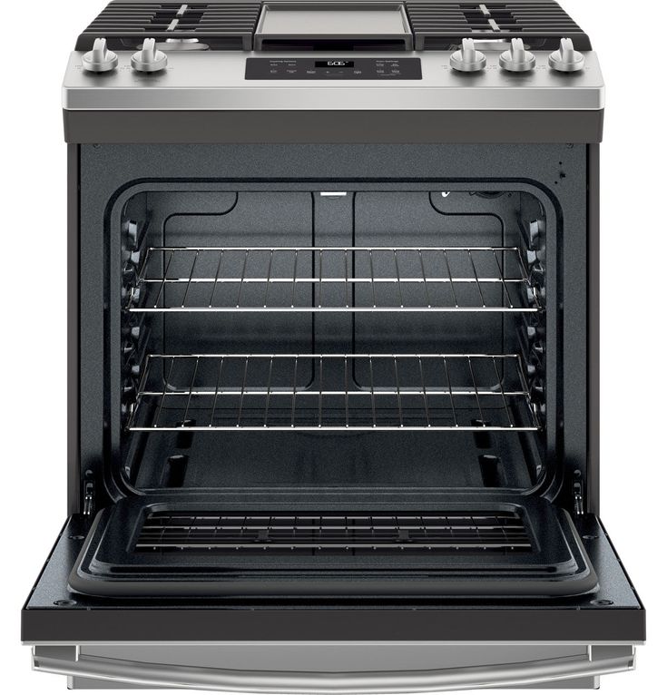 GE 5.3 cu. ft. Slide-In Gas Range with Steam-Cleaning Oven in Stainless Steel
