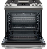GE 5.3 cu. ft. Slide-In Gas Range with Steam-Cleaning Oven in Stainless Steel
