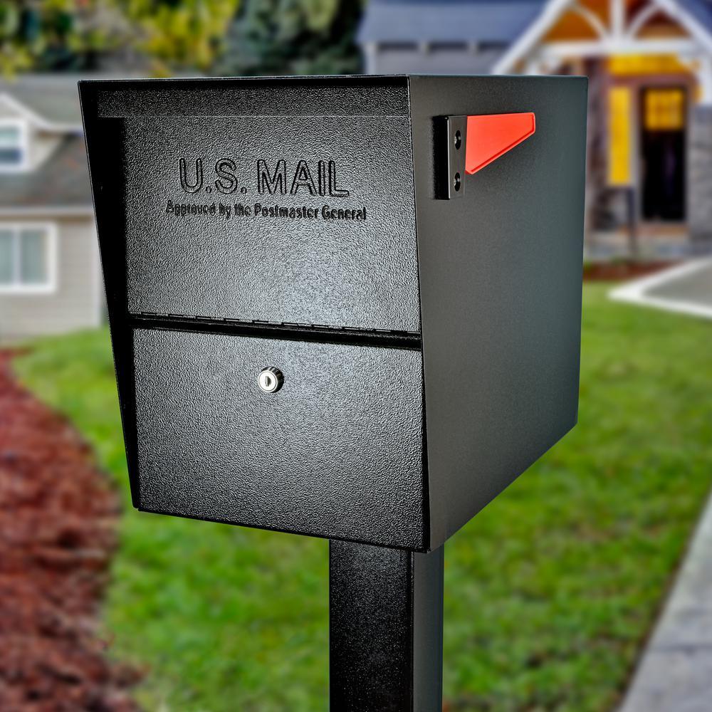 Package Master Locking Post-Mount Mailbox with High Security Reinforced Patented Locking System, Black - Super Arbor