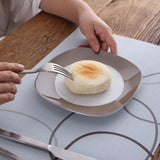 Nikita 18-Piece Casual Ivory White With Brown Lines Porcelain Dinnerware Set (Service for 6)