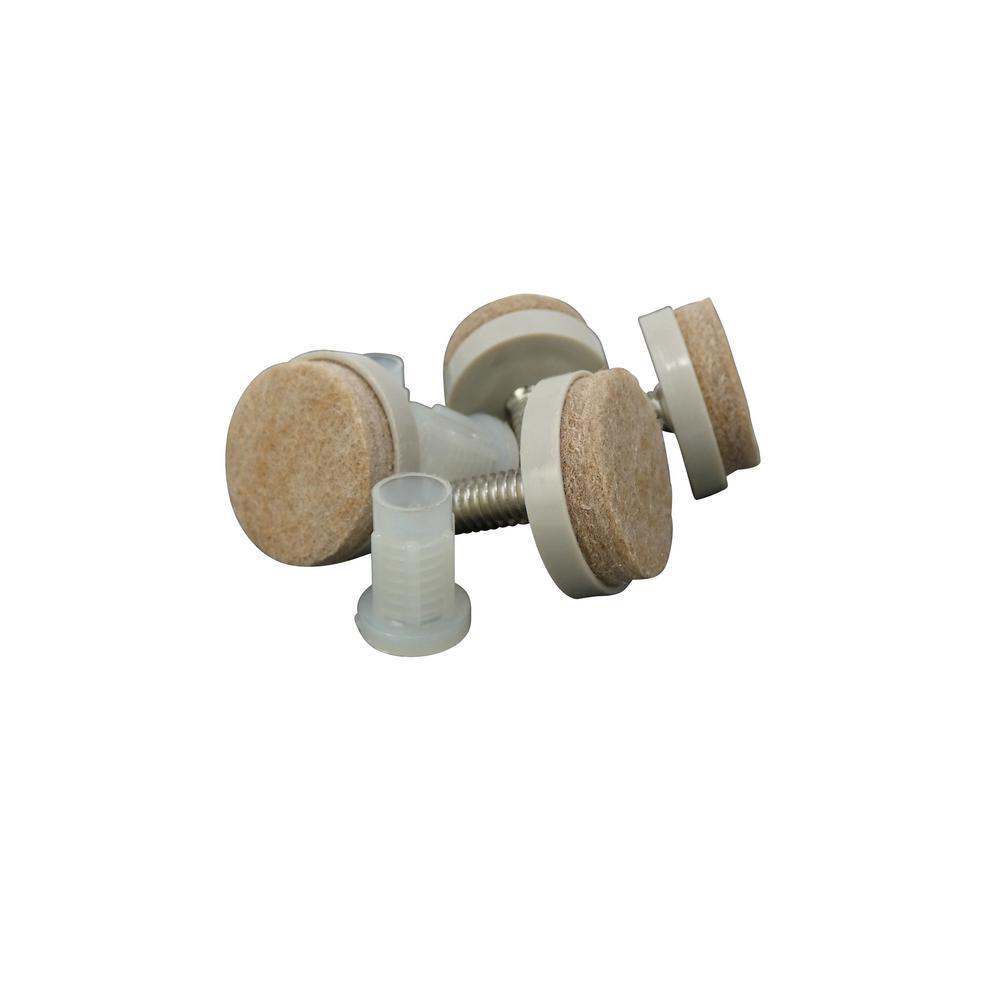 1-1/2 in. Threaded Stem Furniture Glides with Felt Base (4 per Pack) - Super Arbor