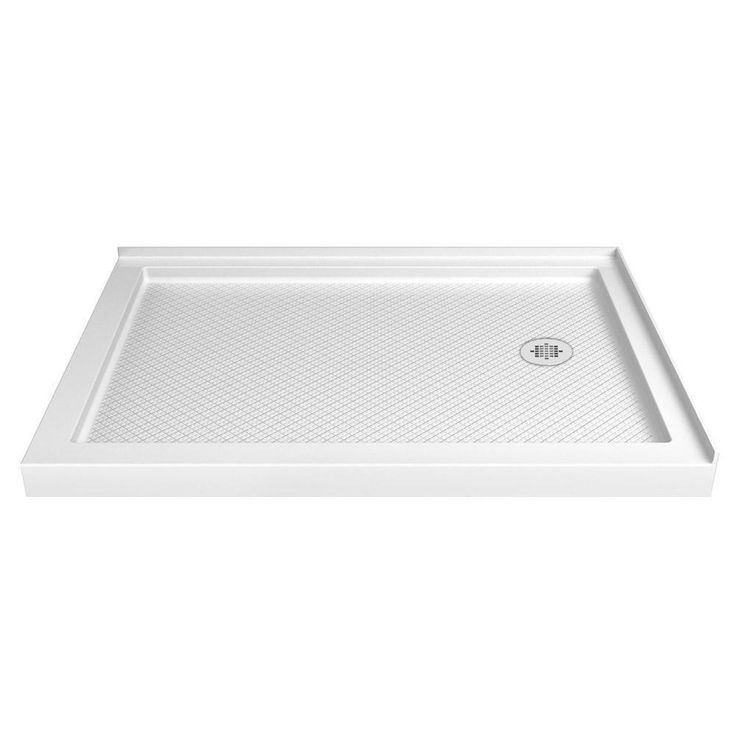 SlimLine 48 in. W x 36 in. D Double Threshold Shower Base in White with Right Hand Drain