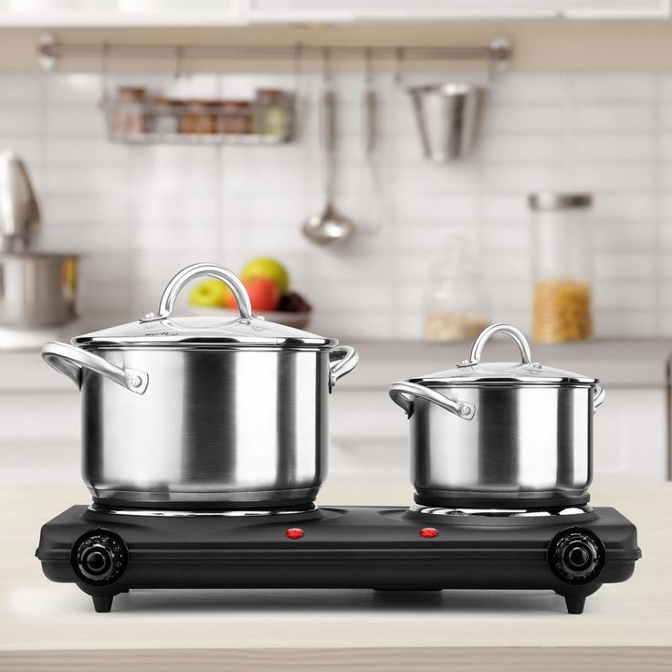 Concealed 2-Burner 7.5 in. Black Portable Hot Plate