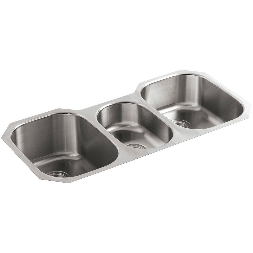 Undertone Undercounter Stainless Steel 41.625 in. 0 hole Triple Basin Kitchen Sink - Super Arbor