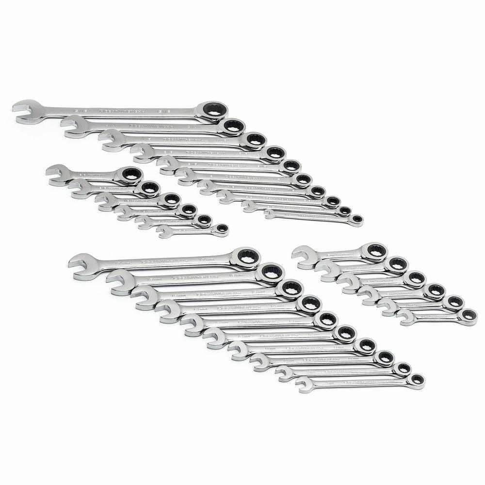 SAE/Metric Combination Ratcheting Wrench Set (20-Piece) - Super Arbor