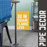 3/4 in. x 2.5 ft. L Black Steel Pipe Square Flange Table Kit (Set of 4)