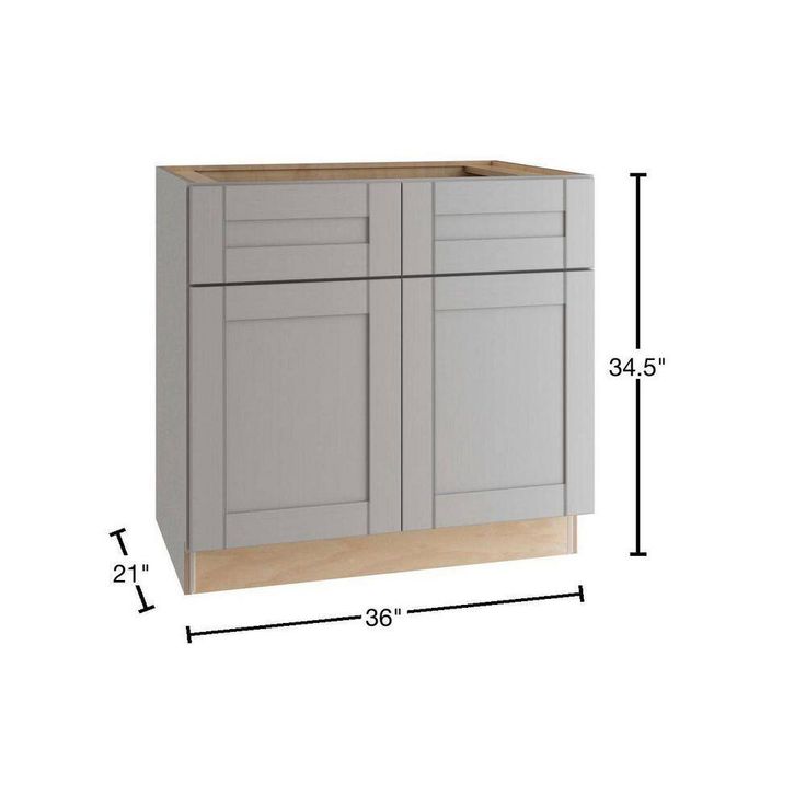 Home Decorators Collection Washington Veiled Gray Plywood Shaker Assembled Vanity Sink Base Kitchen Cabinet Sft Cls 36 in W x 21 in D x 34.5 in H