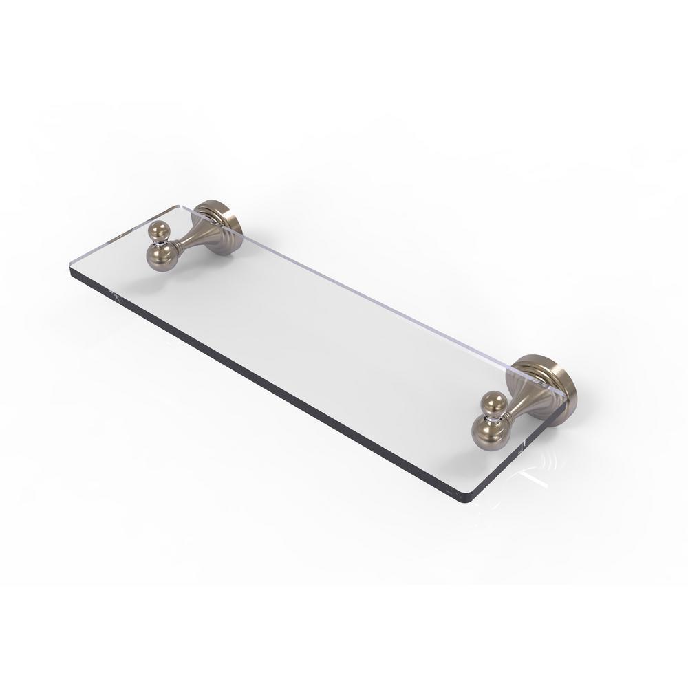 Sag Harbor Collection 16 in. Glass Vanity Shelf with Beveled Edges in Satin Nickel - Super Arbor
