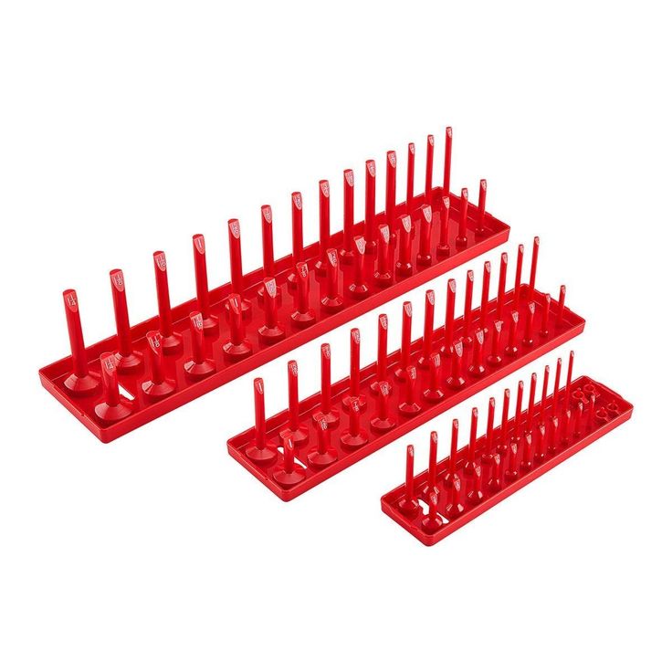 U.S. GENERAL Peg-Type SAE Socket Tray, 3 Piece, Red