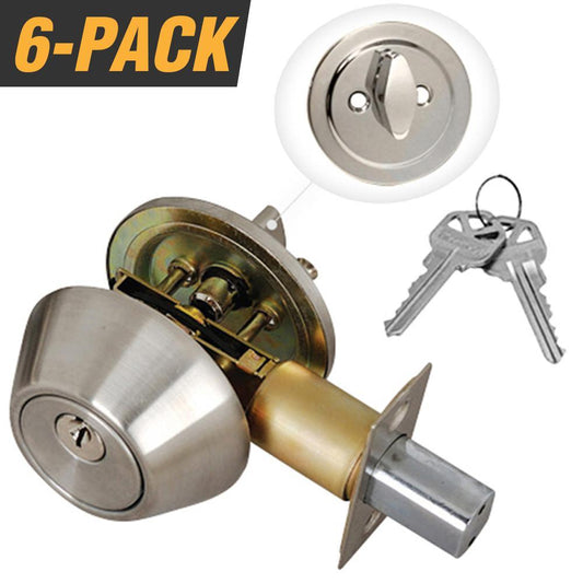 Stainless Steel Entry Door Lock Single Cylinder Deadbolt with 12 KW1 Keys (6-Pack, Keyed Alike) - Super Arbor