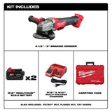 M18 FUEL 18-Volt Lithium-Ion Brushless Cordless 4-1/2 in./5 in. Braking Grinder Kit w/Two 5.0Ah Batteries and Hard Case - Super Arbor
