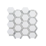 Jeff Lewis Norton White 11.75 in. x 11.375 in. x 9 mm Hexagon Polished Marble Wall and Floor Mosaic Tile