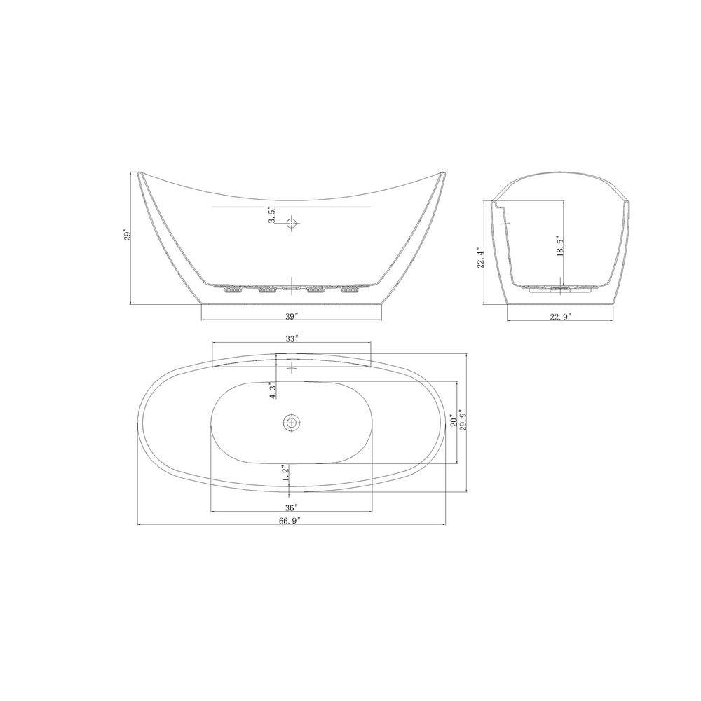 Freestanding 67 in. Acrylic Flatbottom Bathtub Modern Stand Alone Tub Luxurious SPA Tub in Glossy Silver - Super Arbor
