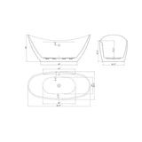 Freestanding 67 in. Acrylic Flatbottom Bathtub Modern Stand Alone Tub Luxurious SPA Tub in Glossy Silver - Super Arbor