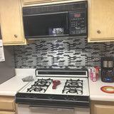 Crystiles Black, Deep Grey and Brushed Silver 12 in. x 12 in. Peel and Stick Vinyl Wall Tile Backsplash, 