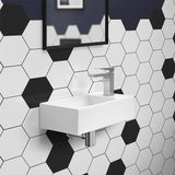 Swiss Madison Voltaire 19.5 in. x 10 in. Rectangular Ceramic Wall Hung Vessel Sink with Right Side Faucet Mount in White