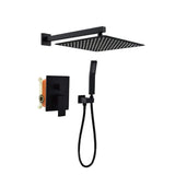 1-Spray Square High Pressure Wall Bar Shower Kit Bathroom Shower System with Hand Shower in Black
