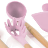 Pink Silicone and Wood Cooking Utensils (Set of 9)