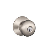 Schlage Plymouth Satin Nickel Entry Knob, ANSI Grade 2, Key K4, 1-3/4 in