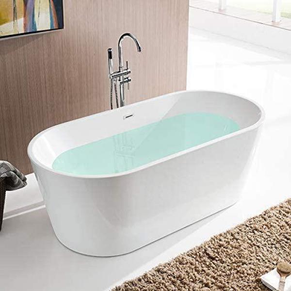 Bordeaux 59 in. Acrylic Flatbottom Freestanding Bathtub in White - Super Arbor