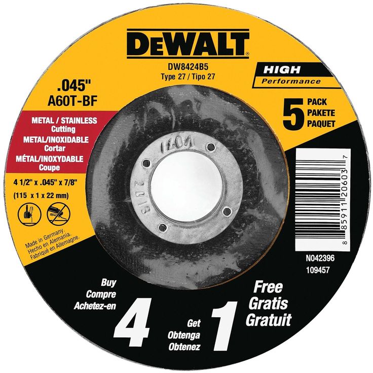 DEWALT 5-Pack Silicon Carbide 4.5-in Grinding Wheel