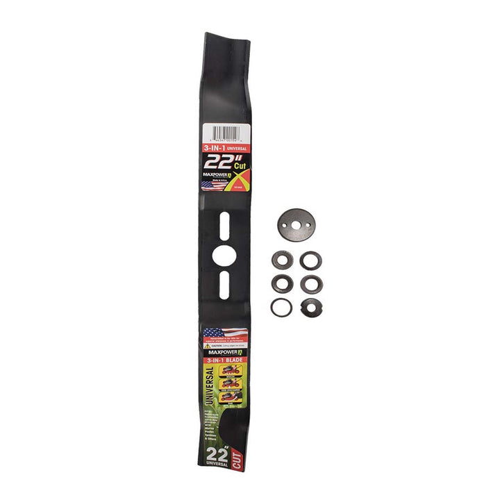 MaxPower 22 in. 3-in-1 Mower Blade for Walk-Behind Mowers, 1 Pack