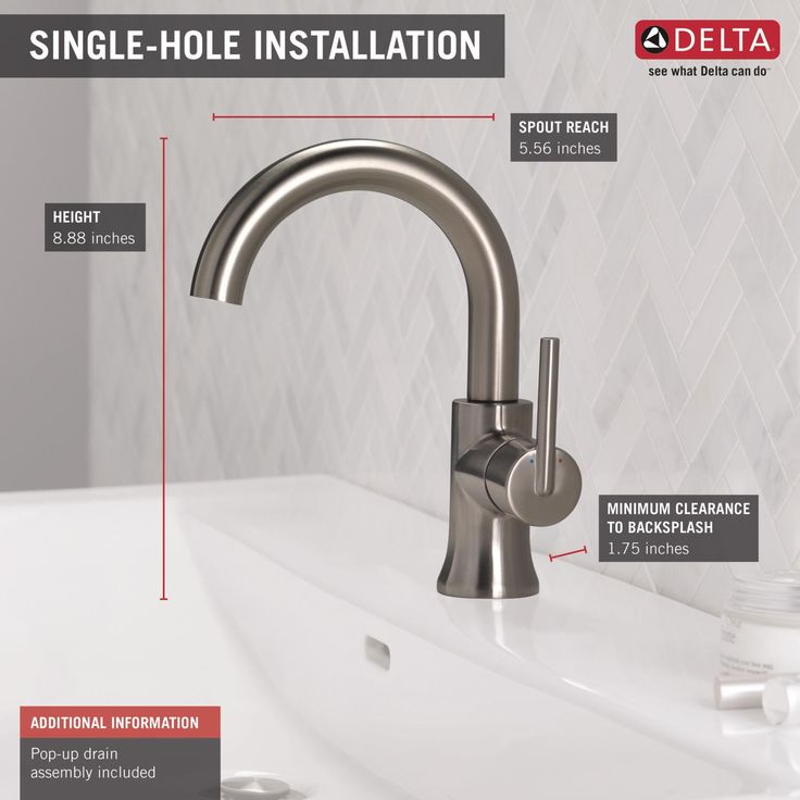 Delta Trinsic Stainless 1-Handle Single Hole WaterSense Bathroom Sink Faucet with Drain