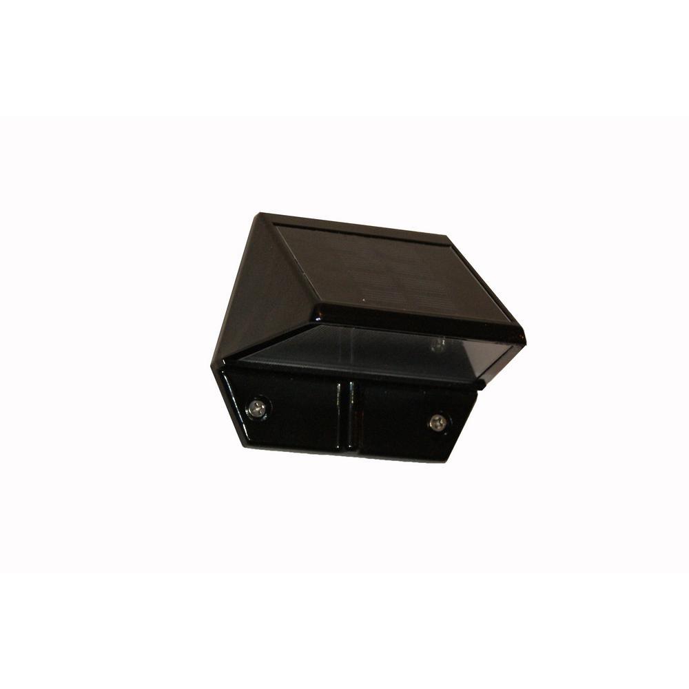 Solar 2-LED Outdoor Black Integrated LED Deck and Wall Light (2-Pack) - Super Arbor