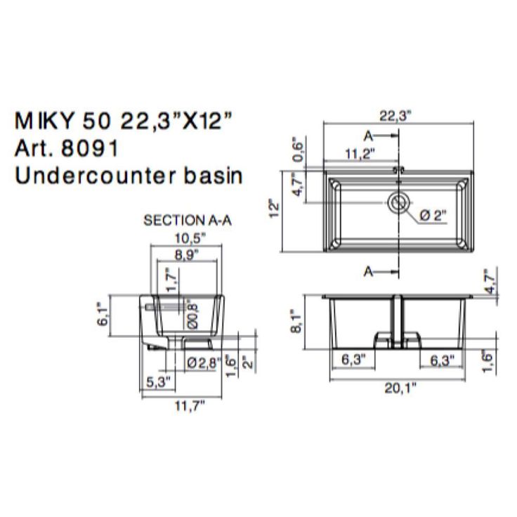 Nameeks Miky Undermount Bathroom Sink in White
