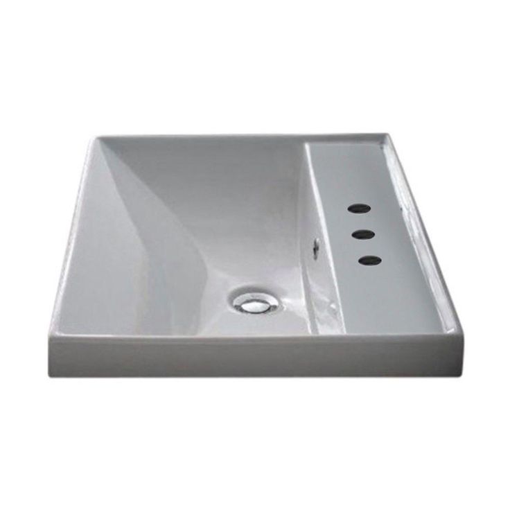 Nameeks ML Wall Mounted Vessel Bathroom Sink in White with 3 Faucet Holes