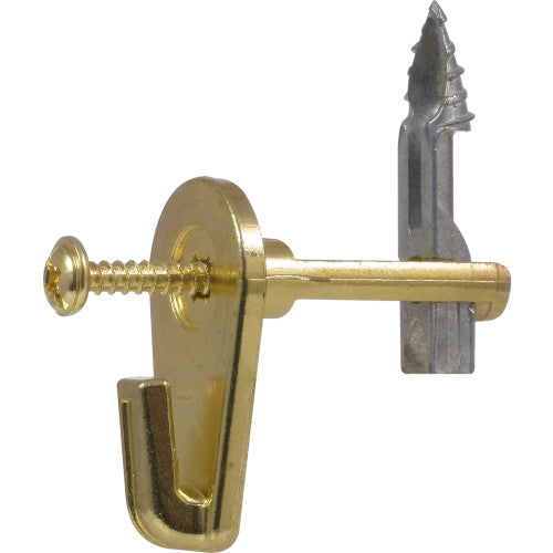 Hillman MegaHook Brass-Plated Heavy-Duty Picture Hook Kit, 100 lb Capacity, 1 Pack
