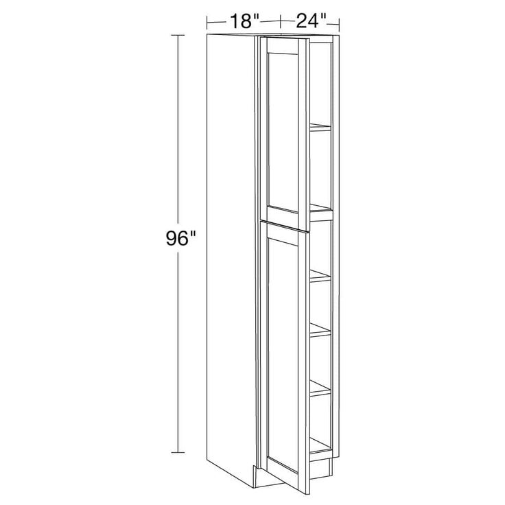 Home Decorators Collection Washington Vesper White Plywood Shaker Assembled Utility Pantry Kitchen Cabinet Soft Close 18 in W x 24 in D x 96 in H