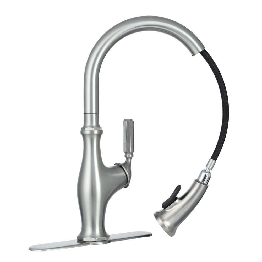 Worth Single-Handle Pull-Down Sprayer Kitchen Faucet in Vibrant Stainless - Super Arbor