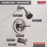 Delta Foundations Brushed Nickel 1-Handle Bathtub and Shower Faucet with Valve