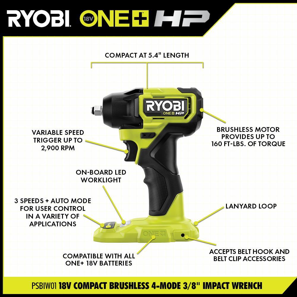 ONE+ HP 18V Brushless Cordless Compact 4-Tool Combo Kit with (2) 1.5 Ah Batteries, Charger, and Bag - Super Arbor