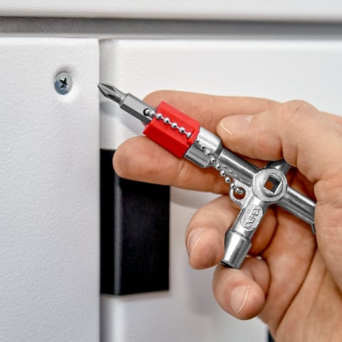 KNIPEX Control Cabinet Key, 4-Way with Reversible PH2/Slotted Bit, 00 11 03