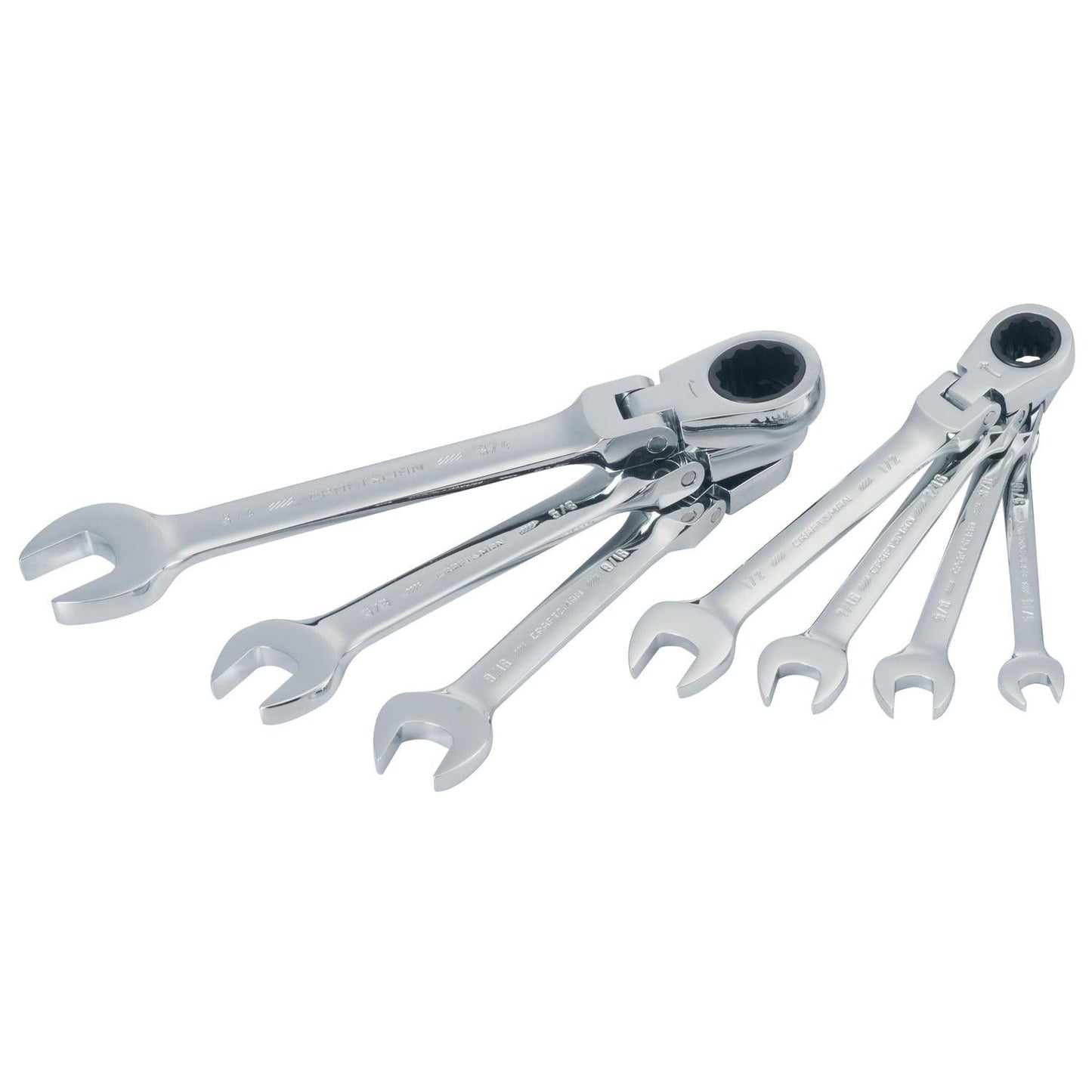 Craftsman SAE Reversible Ratcheting Flex Head Combination Wrench Set, 7 pc