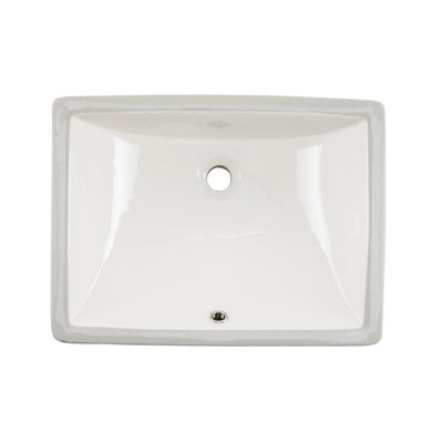 Wells 20 in. x 15 in. x 6 in. Rectangular Vitreous Ceramic Lavatory Single Bowl Undermount Bath Sink in White - Super Arbor