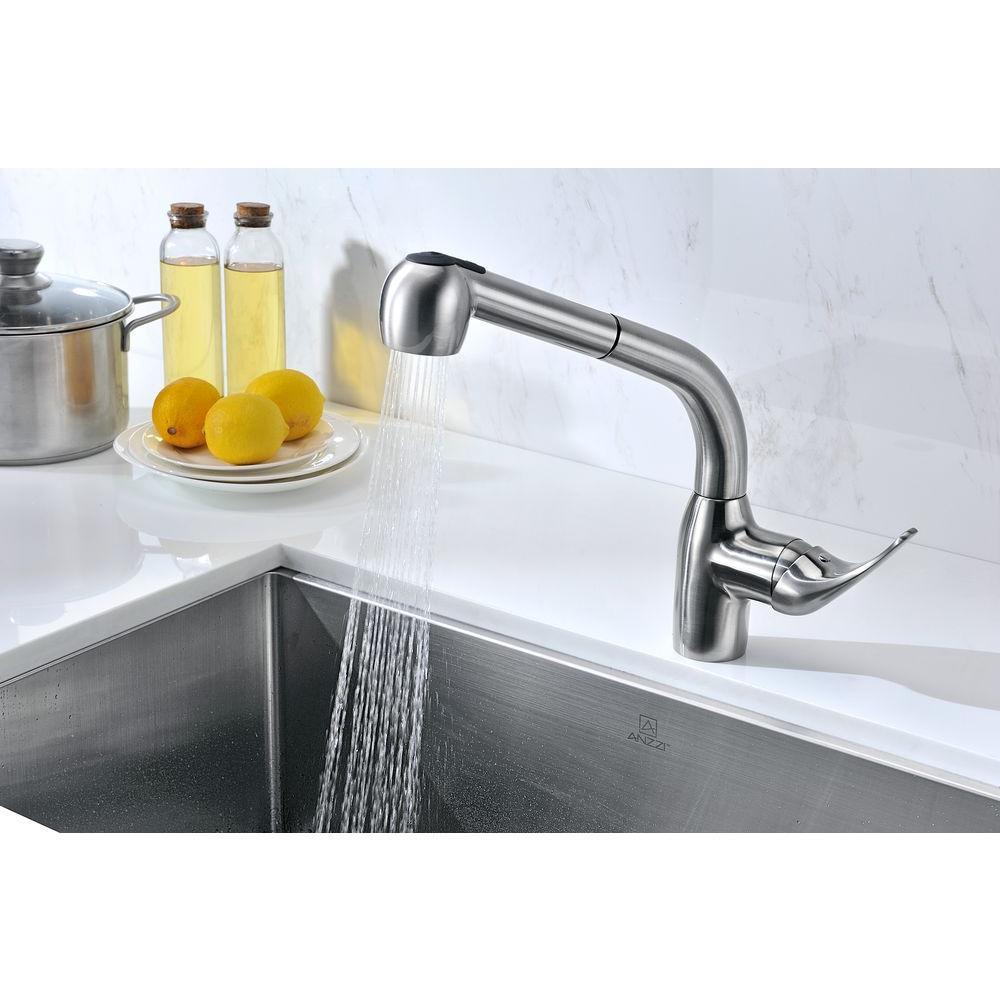 Harbour Single-Handle Pull-Out Sprayer Kitchen Faucet in Brushed Nickel - Super Arbor