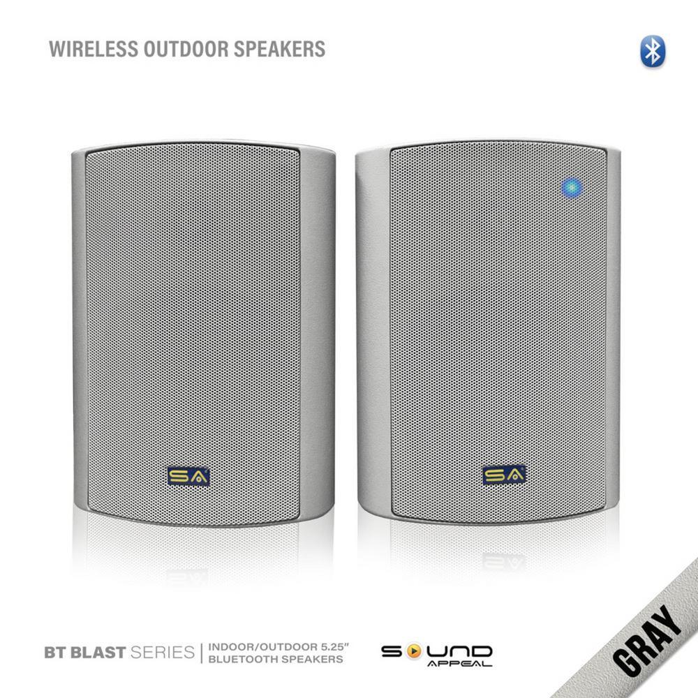 Bluetooth BT Blast 5.25 Indoor/Outdoor Weatherproof Patio Speakers, Gray Rated Industry Best (Pair) - Super Arbor