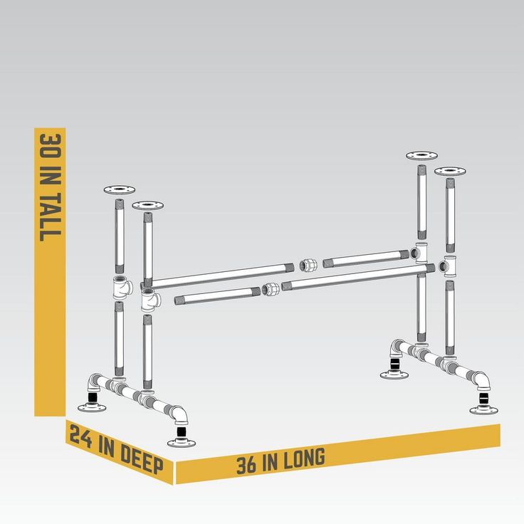 3/4 in. Black Pipe x 3 ft. L x 30 in. H Bridge Design Kitchen Table Kit