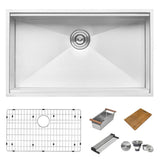 30 in. Single Bowl Undermount 16-Gauge Stainless Steel Ledge Kitchen Sink with Sliding Accessories - Super Arbor